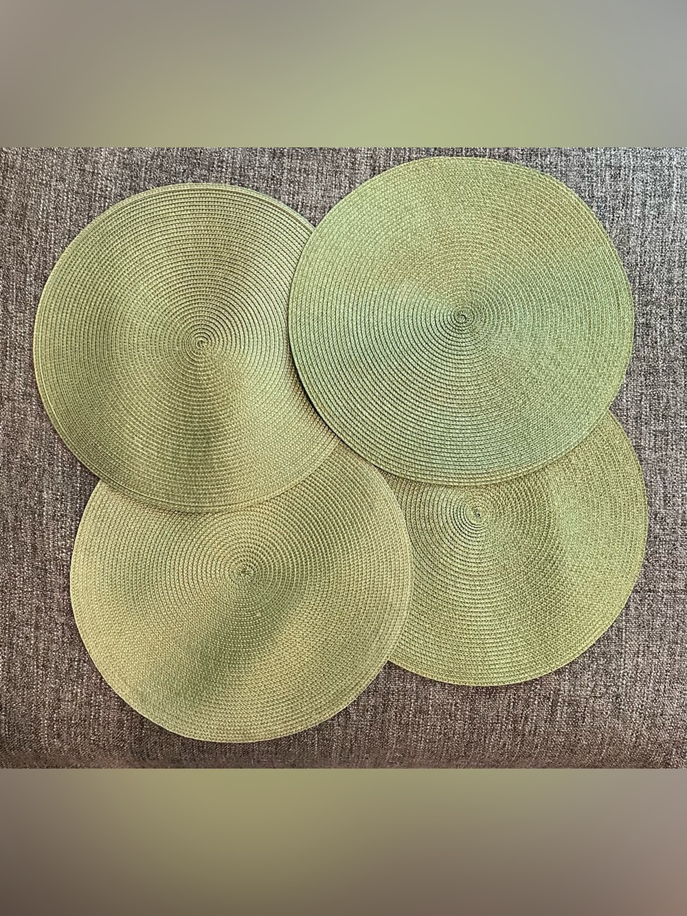 New • set of 4 army green placemats • round • woven